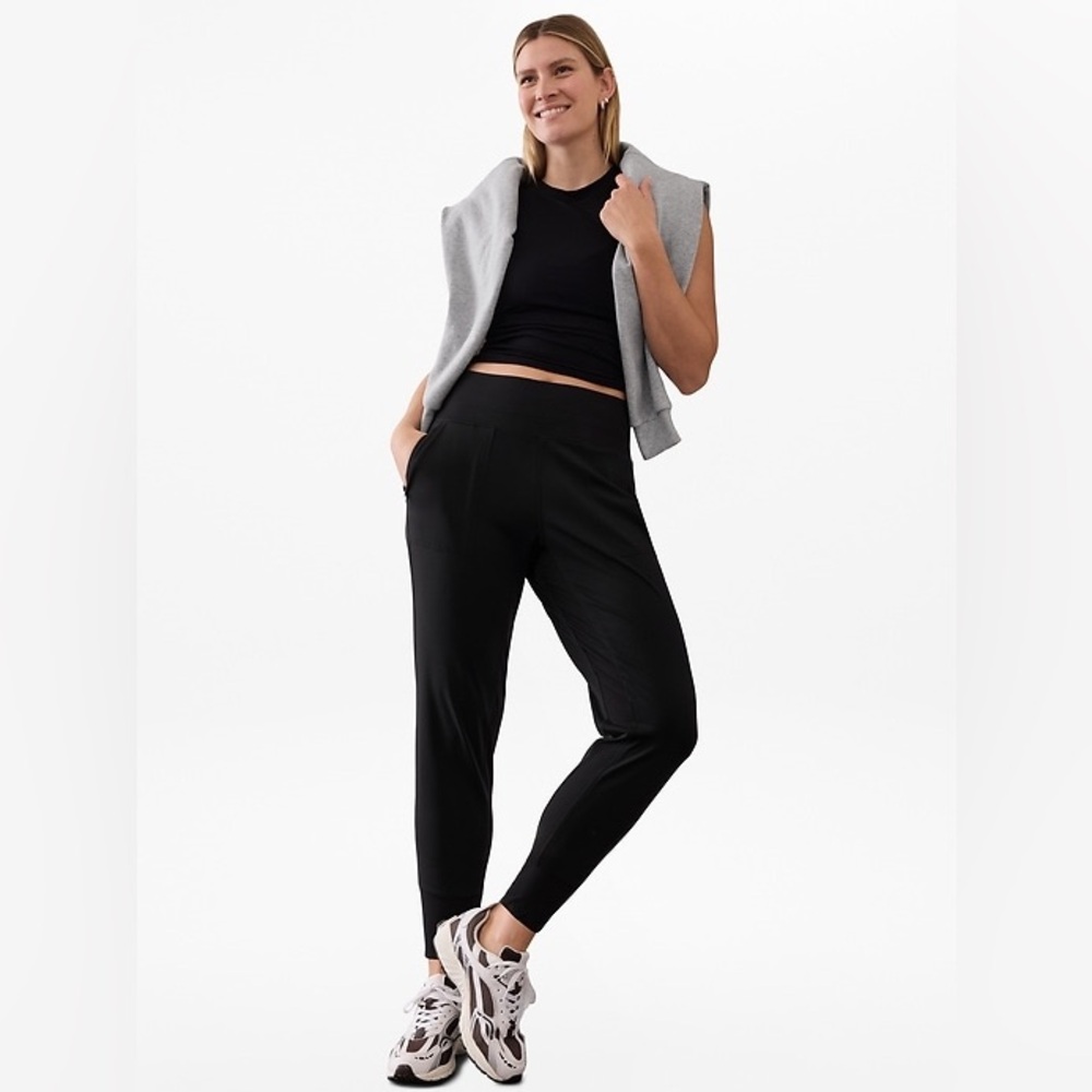 Athleta Venice High Rise Jogger Black No Dig Waistband Activewear Large Tall